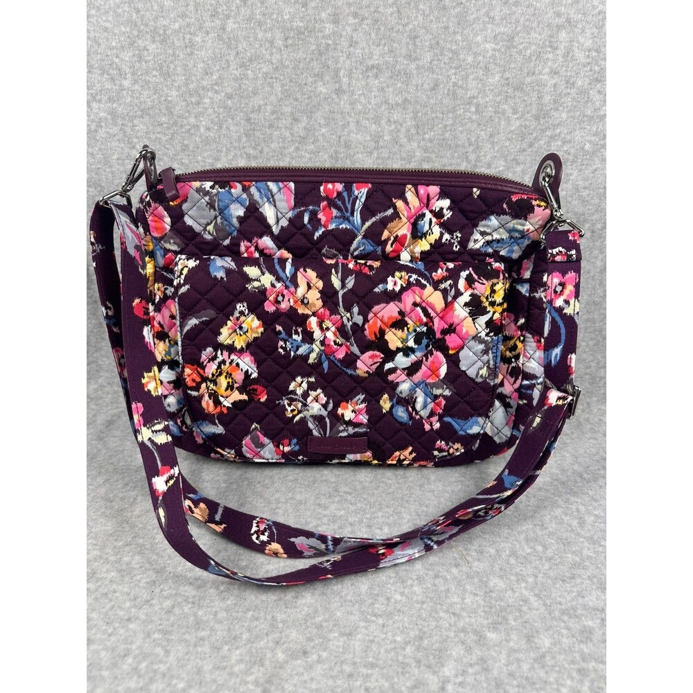 Vera Bradley Floral Purple Tote EUC Double Strap Side and Internal Pockets